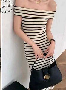 Chic Off-Shoulder Striped Maxi Dress