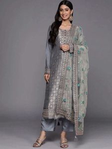 Elegant Grey Kurta Set with Dupatta