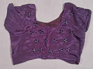 Elegant Purple Embroidered Saree with Blouse