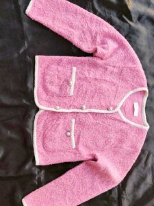 (Made In Korean) Pink Knit Tweed Cardigan