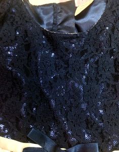 Navy-Blue and White Net Party Wear Frock