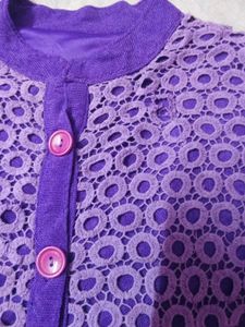 Elegant Purple Kurta with Lace Detail