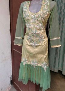 Green Embroidered Kurta Dress