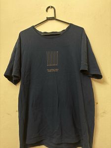 Dark Blue Over Size Print T-Shirt
