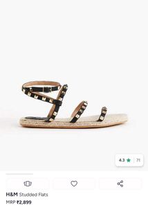 H&M Studded Black Flat Sandals