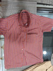 girlss Striped Shirt and Beige divider skirts