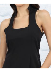 Sleek Black Halter Neck Mini Dress