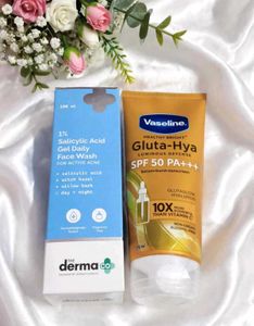 The Derma Co Face Wash & Vaseline Sunscreen
