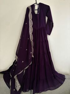 Elegant Purple Anarkali Gown