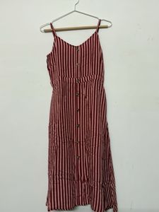 Striped Button-Front Midi Dress