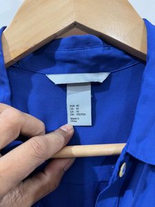 H&amp;M Royal Blue Pleated Detail Shirt