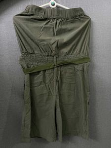 Stylish Olive Green Strapless Jumpsuit