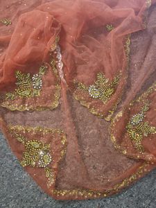 Orange Kurta Set with Embellished Border