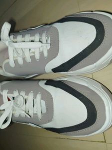 Stylish White &amp; Grey Sneakers