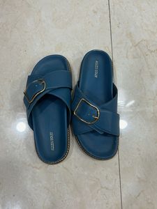 Allen Solly Blue Buckle Slides