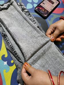 Women Dark Grey Hight Waist Stretcheble Jeans