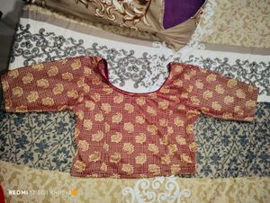 Maroon &amp; Gold Brocade Blouse