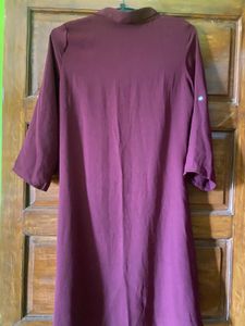 Maroon Embroidered Kurta/ shirt dress