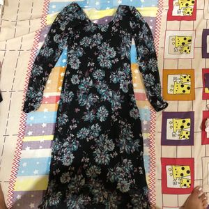 Deep Back Floral Chiffon Kurthi