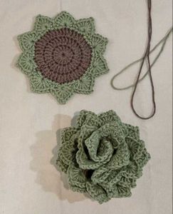 𓍢ִ໋🀦Crochet Succulent Coaster-Decor𓍢ִ໋🀦