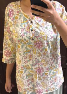 Floral Print Cotton Kurta