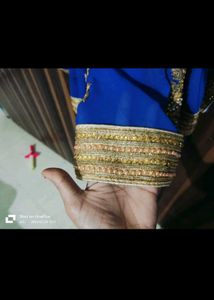 Royal Blue Saree with Gold Embroidery