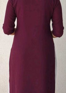 Maroon Embroidered Cotton Kurta