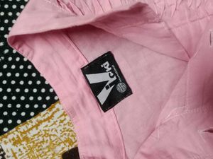 Pink Ruffled Button-Down Top