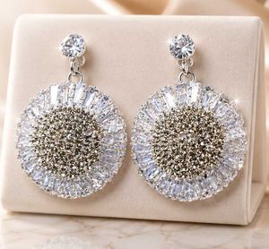 Sparkling Round Drop Earrings