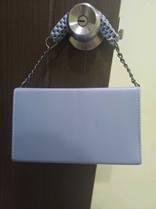 Light Blue Clutch Bag with Chain Strap