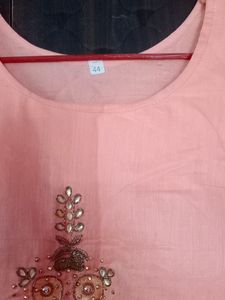 Peach Embroidered Anarkali Dress