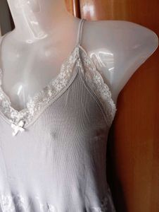 Lace Trimmed Grey Nightdress