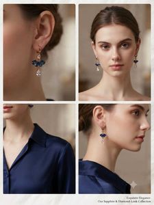 Elegant Blue Sapphire & Crystal Drop Earrings