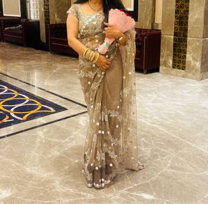 trending mouse color net saree