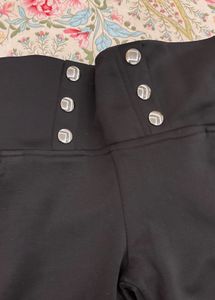 Black High-Waisted Pants with Button Detail