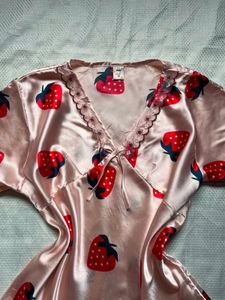Strawberry Print Satin Nightdress