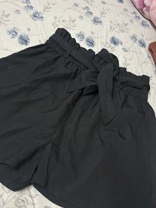 Black Paperbag Waist Shorts