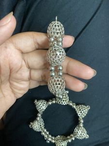 Silver Tone Intricate Jhumka Bangles