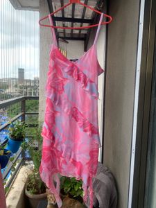 Pink Floral Ruffle Dress