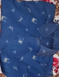 Men's Blue Printed Casual Shirt