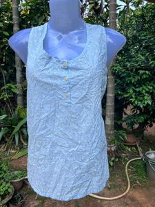 Light Blue Printed Sleeveless Top