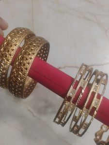 Elegant Gold Bangle Set combo of 4