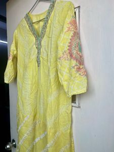 Lemon Yellow Embroidered Kurta