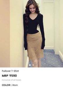 Stylish Black V-Neck Pullover T-Shirt