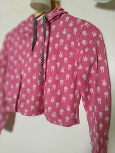 Pink Bunny Print Hoodie