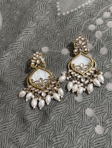 Elegant White Pearl Dangle Earrings
