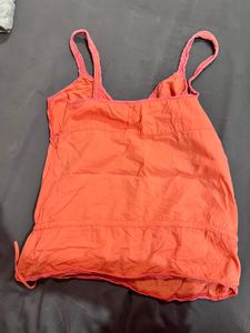 Coral Camisole Top with Pink Trim