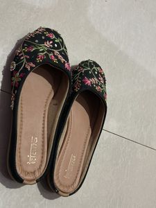 Kiana Black Embroidered Bellies Size UK4