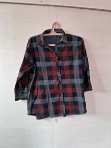 Red and Blue Plaid Button-Up Shirt