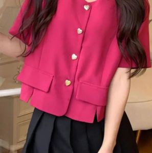 Pink Heart Button Blouse
